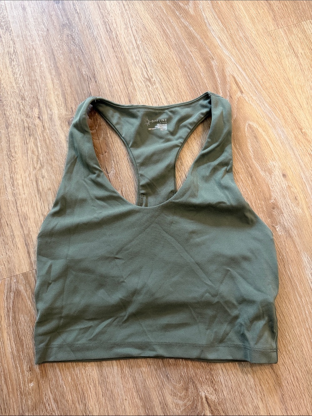 aerie Olive Green High-Neck Racerback crop